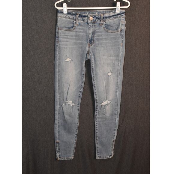 American Eagle Outfitters Jeggings Women's 6 Long Leggings Distressed Jeans - Picture 1 of 12